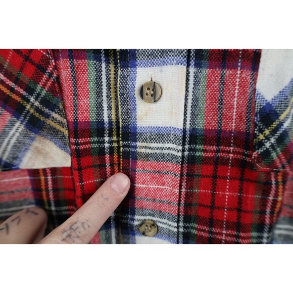 Vintage 80s 90s Streetwear Mens Large Double Pocket Knit Collared Button Shirt - Picture 4 of 14